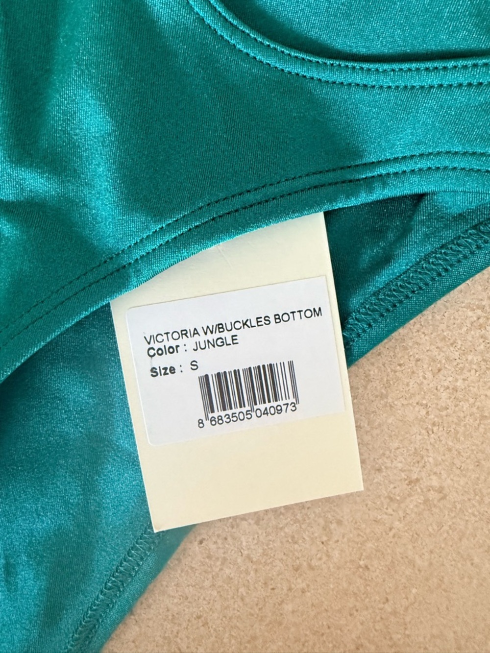 Teal High-Waist Bikini Set with Gold Buckle — Women Swim Bikini - Picture 7 of 8